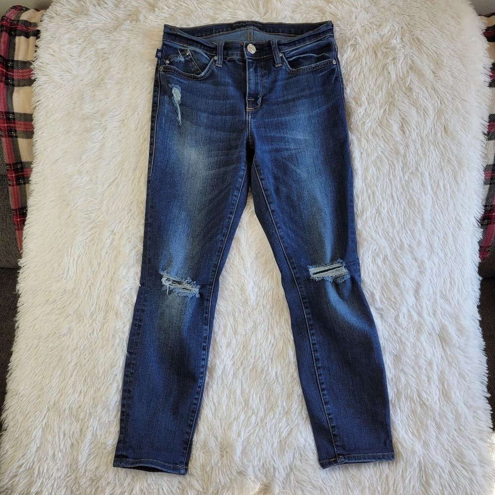 Rock & Republic Womens Jeans Size 8 M Berlin Ankle Skinny Medium Wash Distressed